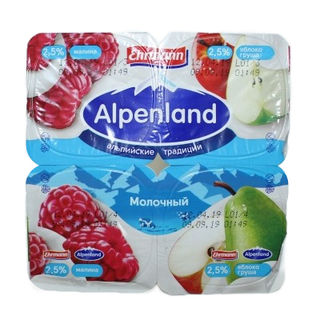 Йогурт Alpenland малина-яблоко-груша 2,5%, 95г